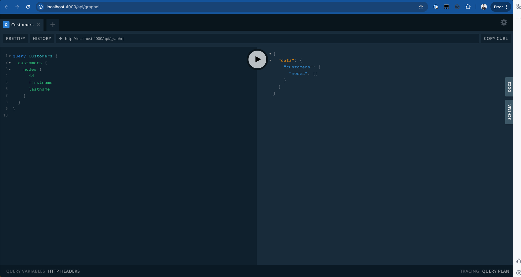 CustomersQueryInPlaygroundWithError